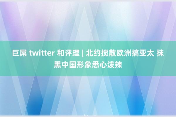 巨屌 twitter 和评理 | 北约搅散欧洲搞亚太 抹黑中国形象悉心泼辣