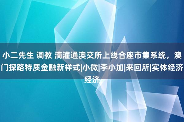 小二先生 调教 滴灌通澳交所上线合座市集系统，澳门探路特质金融新样式|小微|李小加|来回所|实体经济